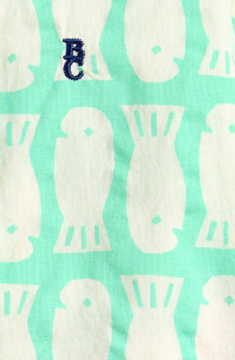 Bobo Choses Lucky Fish Short Sleeve Organic Cotton Button-Up Shirt, Alternate, color, Light Green