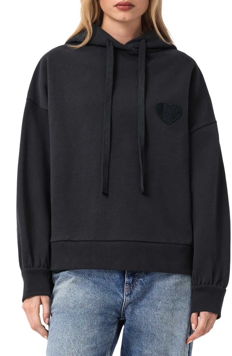 AllSaints Lover Eli Cotton Hoodie, Alternate, color, Graphite Blue
