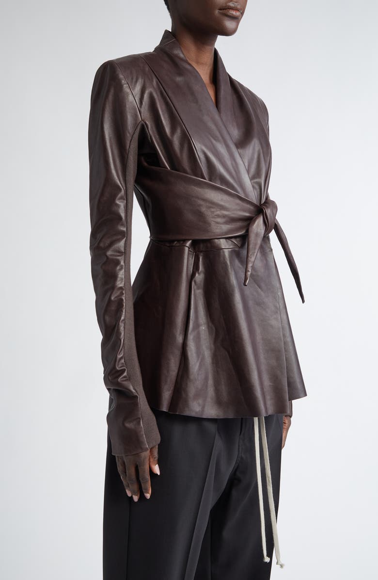 Rick Owens Strutter Leather Jacket, Alternate, color, Mahogany