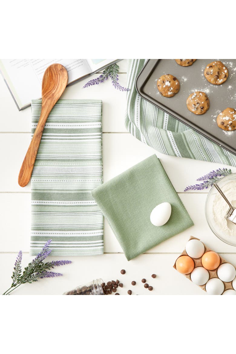 Artichoke Green Stripe Dishtowel Set/3, Alternate, color, Artichoke Green