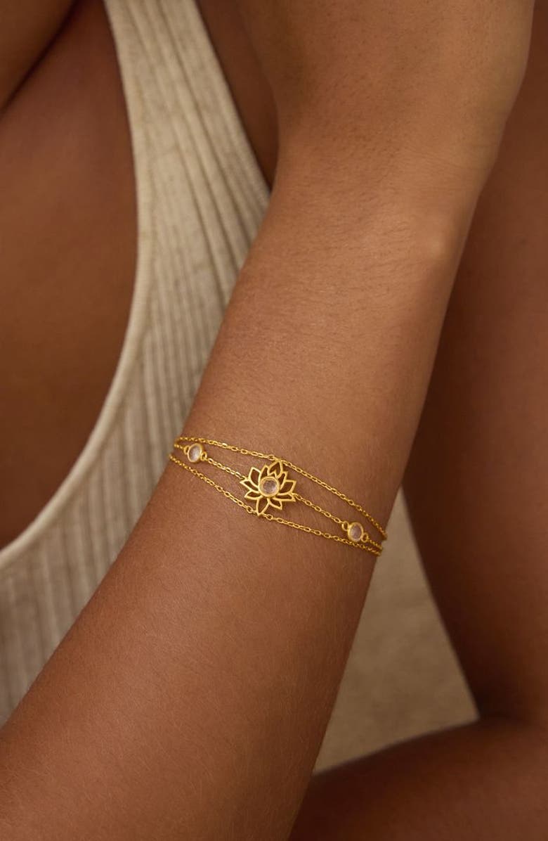 Satya Jewelry Transformed by Love Lotus Bracelet, Alternate, color, Metallic Gold