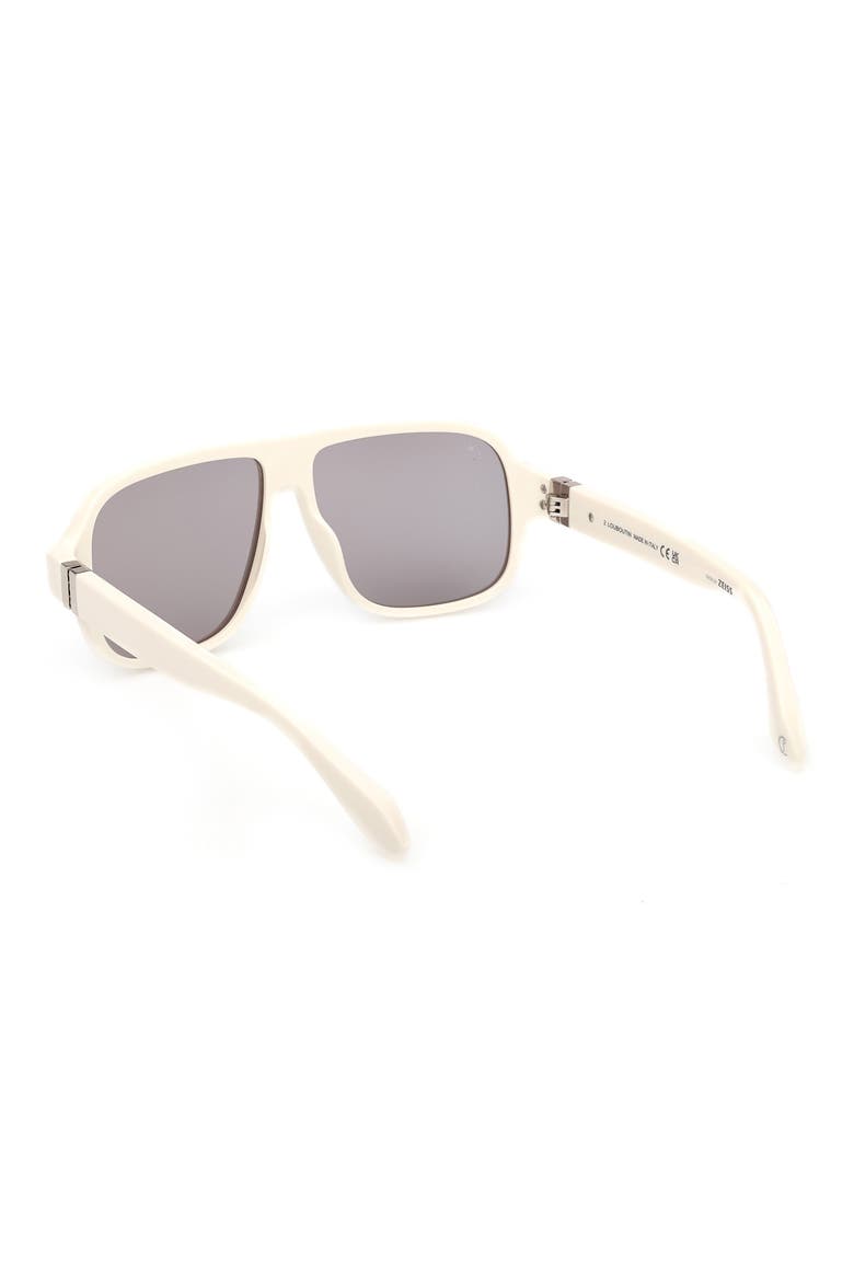 57mm Mirrored Navigator Sunglasses, Alternate, color, WHITE / SMOKE MIRROR