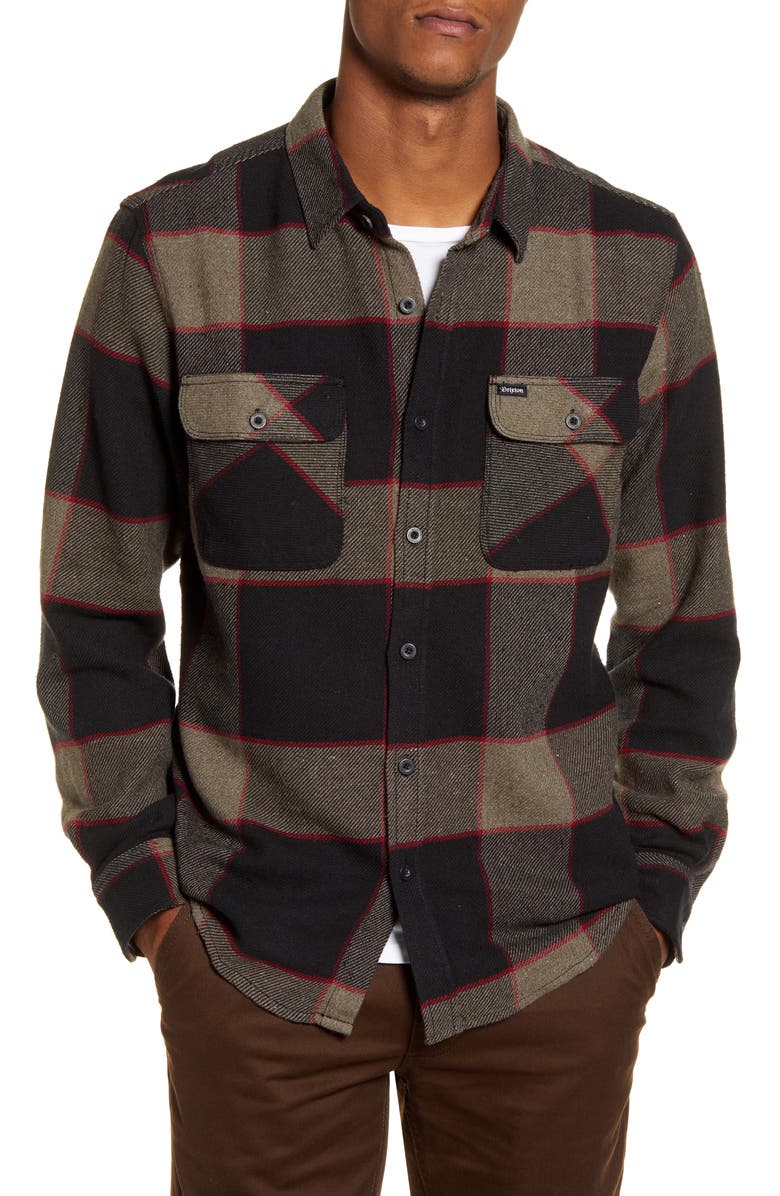 Brixton Bowery Plaid Button-Up Flannel Shirt, Main, color, 