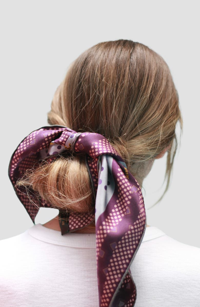 Jessie Zhao New York Silk Bandana With Yellow Leopards, Alternate, color, Yellow