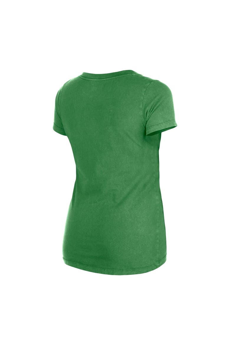Women's New Era Green Philadelphia Eagles Enzyme Wash Low V-Neck T-Shirt, Alternate, color, Green