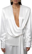 JLUXLABEL Statement Satin Drape Top