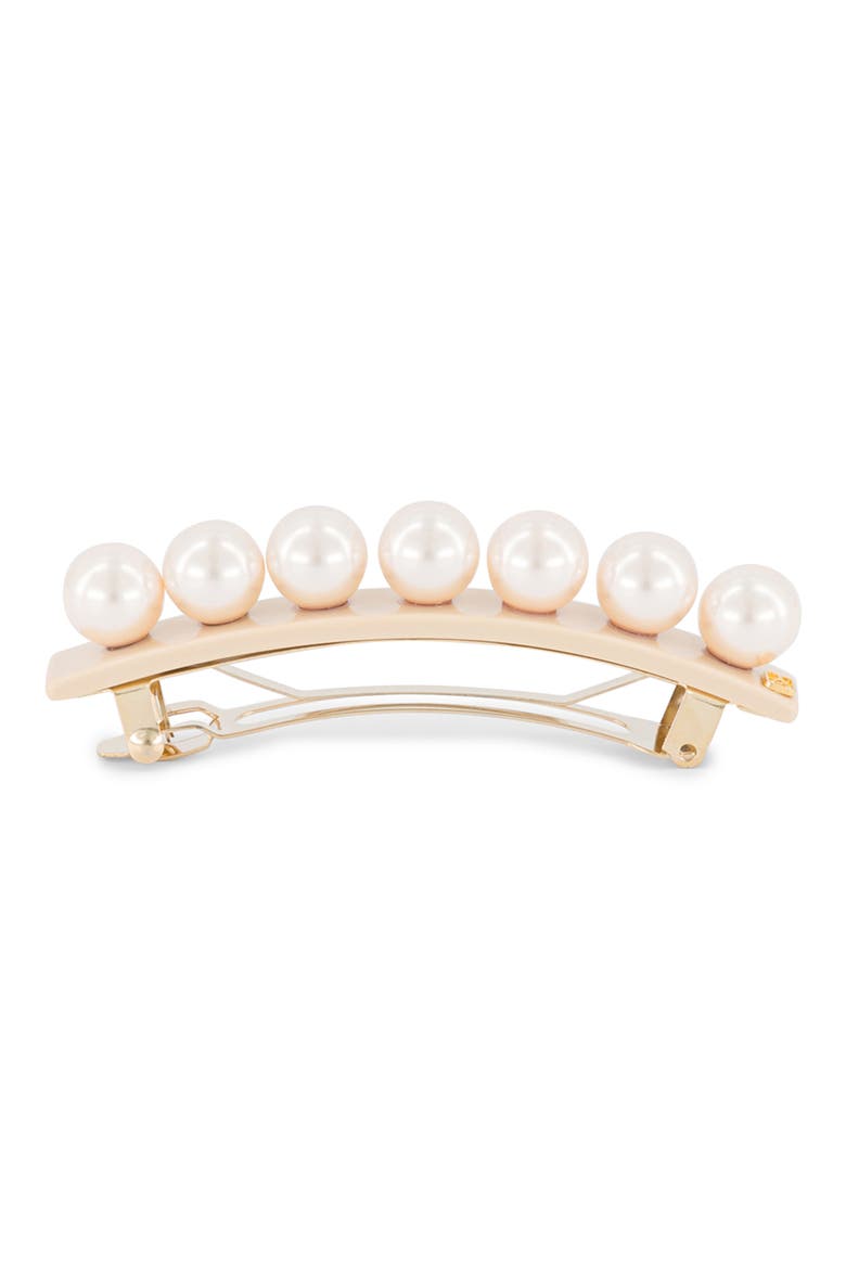 Imitation Pearl Barrette, Alternate, color, BEIGE