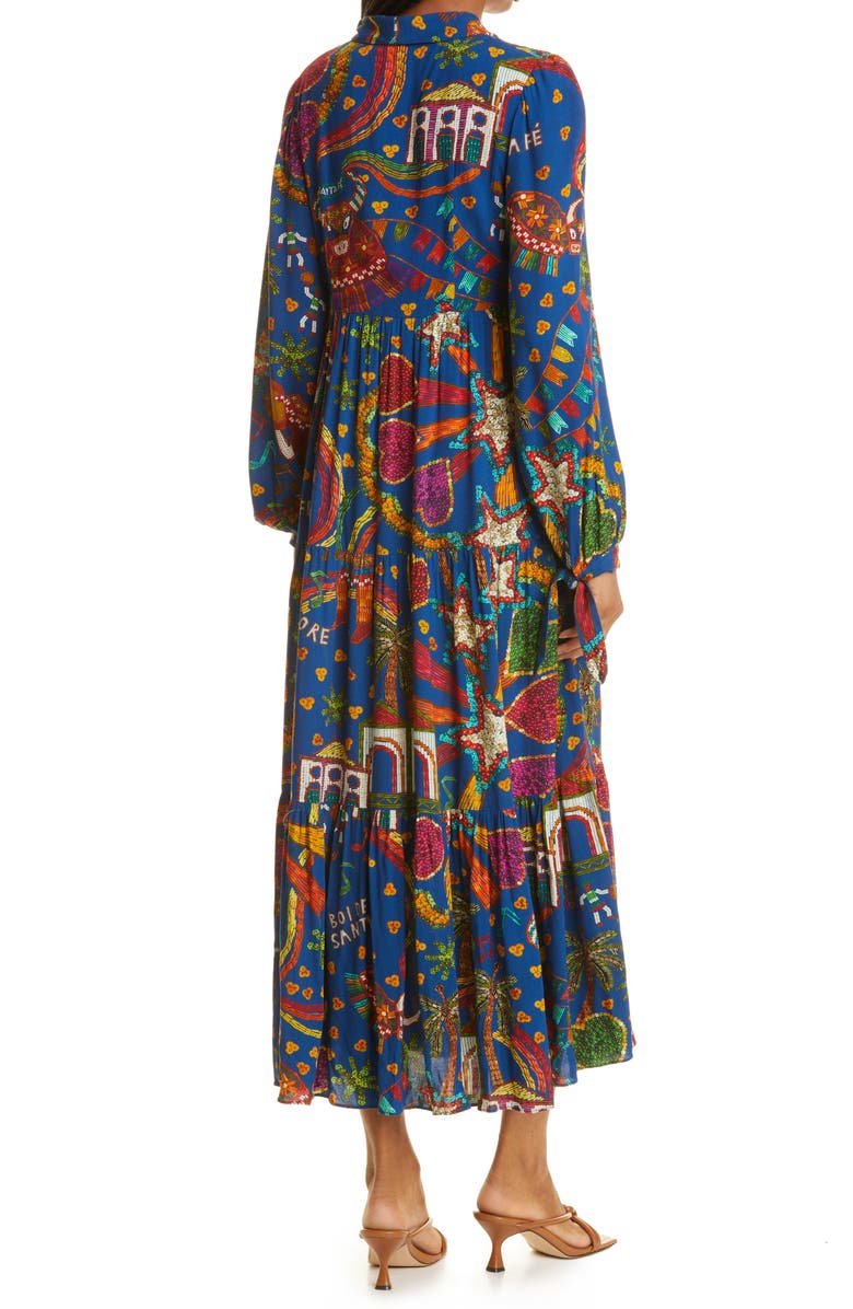 FARM Rio Folk Party Long Sleeve Maxi Dress, Alternate, color, 