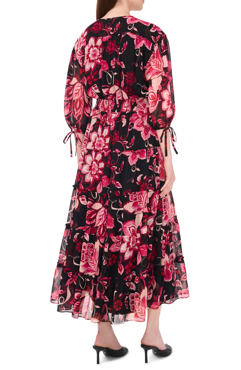 Halogen<sup>®</sup> Floral Smocked Waist Maxi Dress, Alternate, color, Rich Black