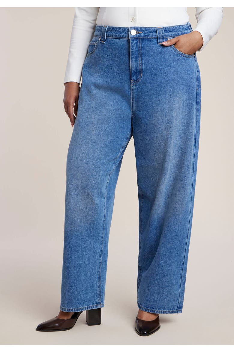Adjustable Wide Leg Jeans, Main, color, MEDIUM WASH