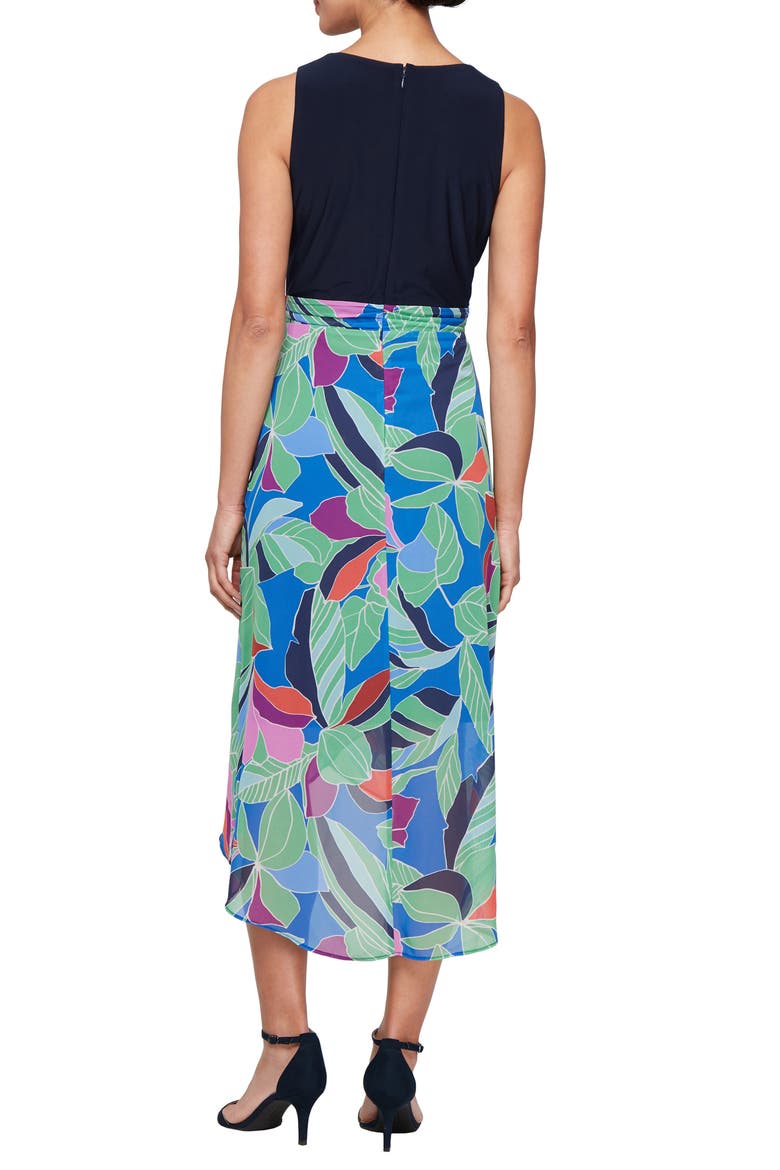 Mixed Media Cocktail Dress, Alternate, color, NAVY MULTI