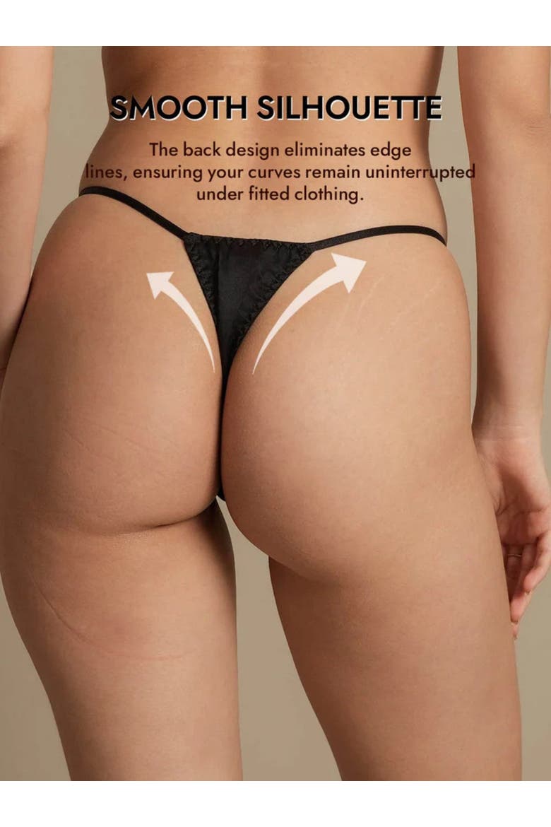 Pure Silk 3-Pack Lace Thong Panties, Alternate, color, Black