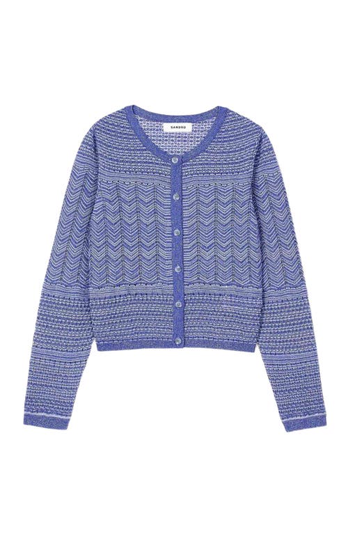 Sandro Glitter Crewneck Cardigan Sweater