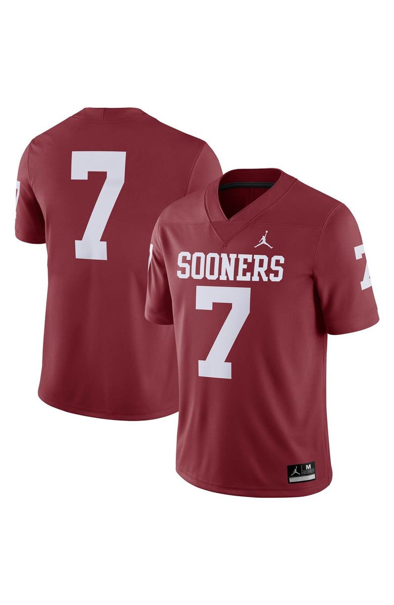 Jordan Brand Men's Jordan Brand #7 Crimson Oklahoma Sooners Team Game Jersey, Main, color,