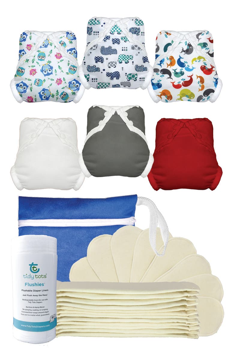 Tidy Tots Hippos/Whales/Owls Great Start Cloth Diaper Set, Main, color,