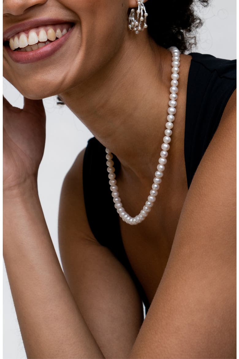 Timeless White Freshwater Pearl Necklace, Alternate, color, Sterling Silver