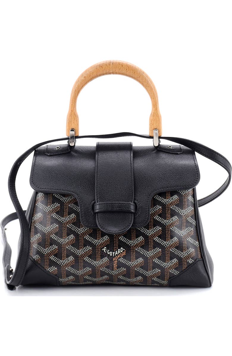 Pre-Owned Goyard Saigon Top Handle Bag Coated Canvas with Leather Mini, Main, color, Black
