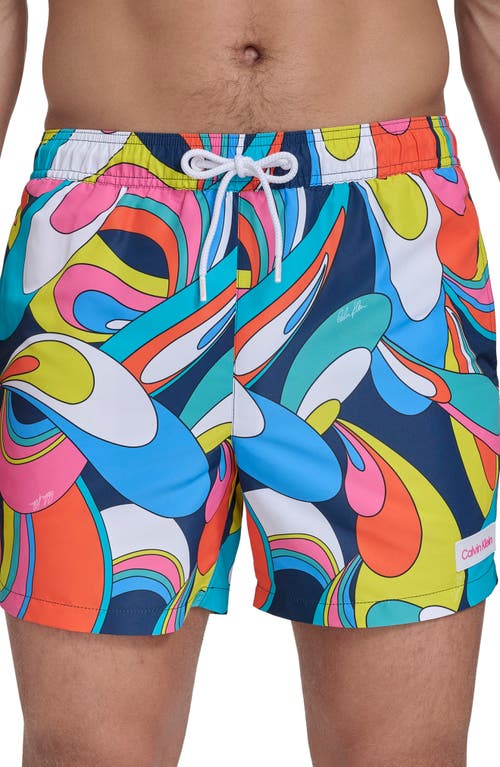 Calvin Klein Core Swim Trunks In Abstract