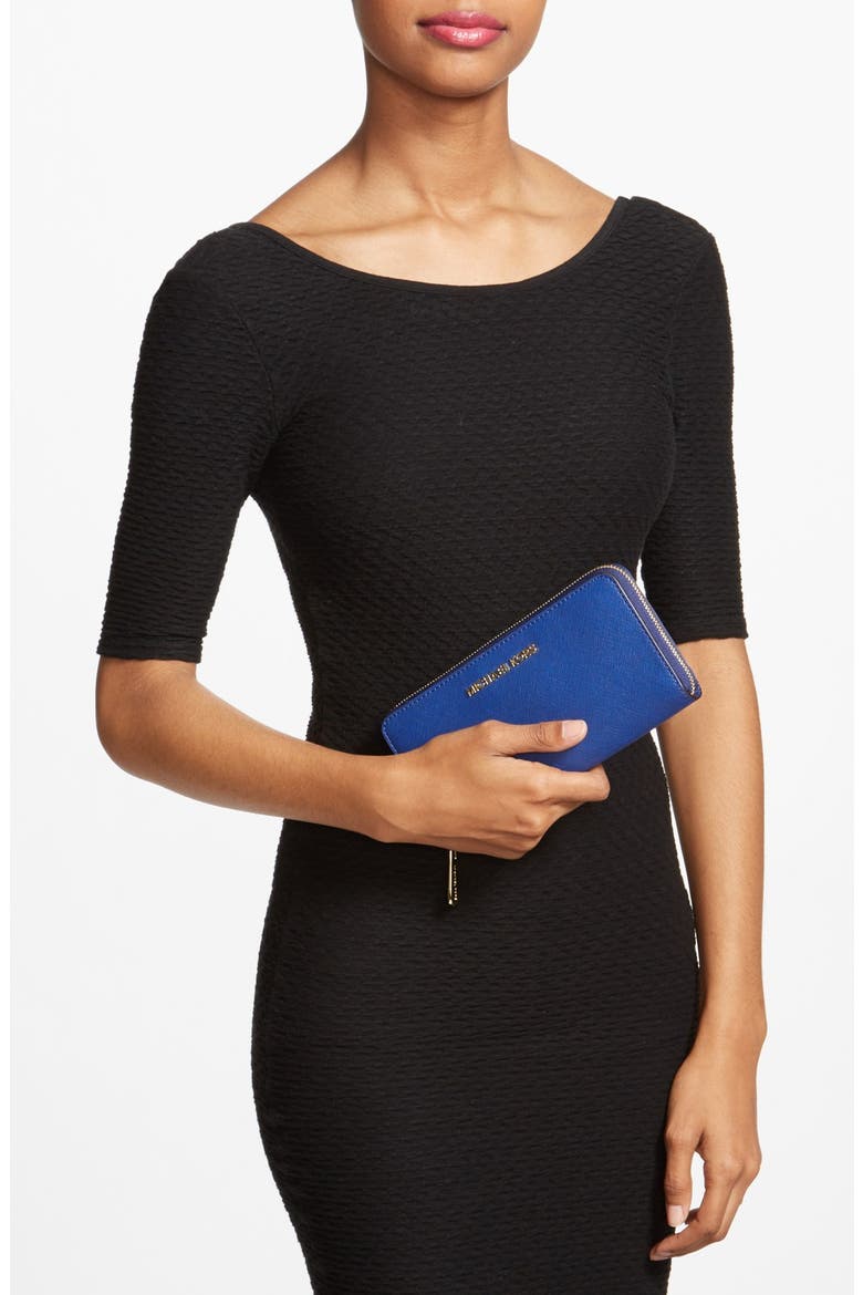 'Jet Set' Saffiano Zip Around Wallet, Alternate, color, SAPPHIRE