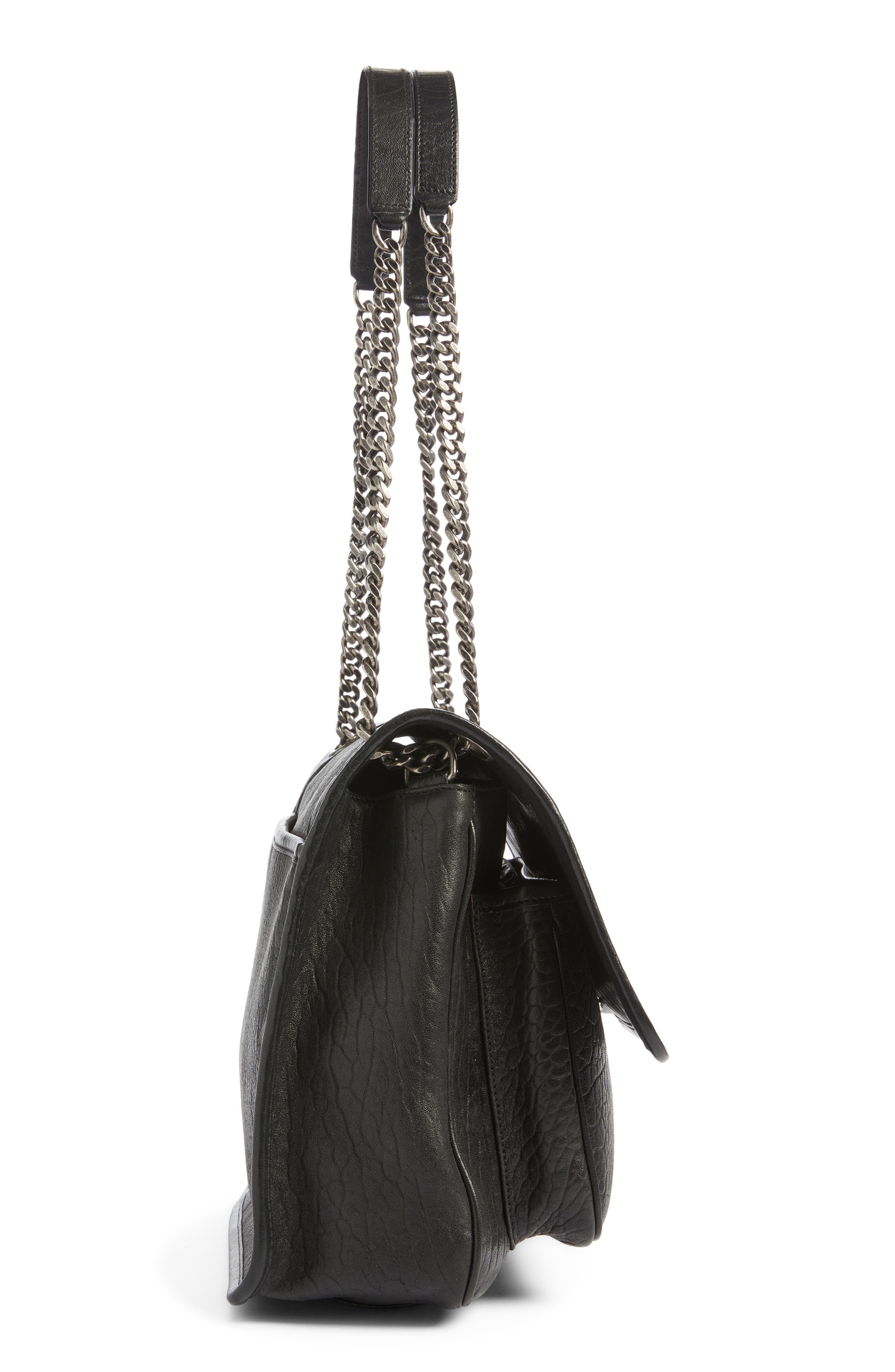 Saint Laurent Large Niki Leather Shoulder Bag, Alternate, color, Noir