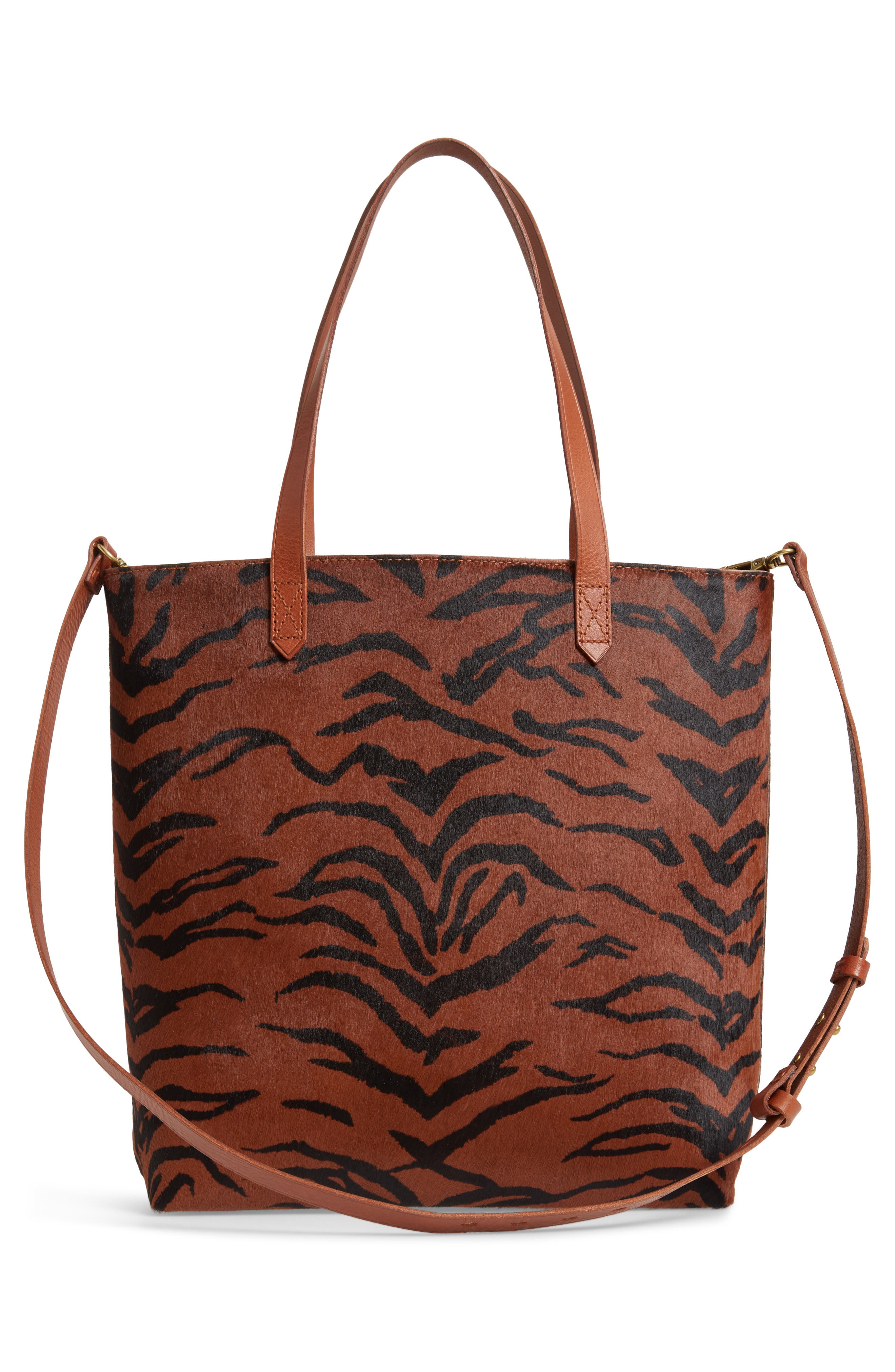 Leopard Genuine Calf Hair Medium Transport Tote, Alternate, color, MAPLE SYRUP