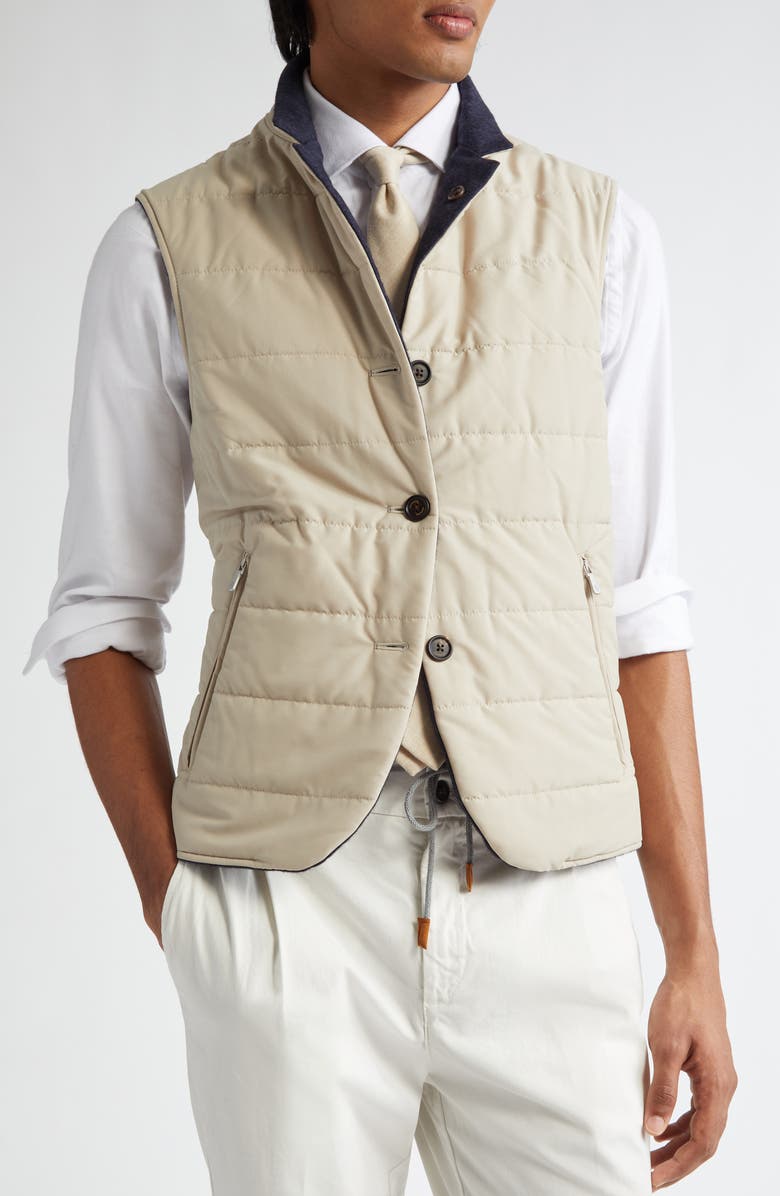 Eleventy Reversible Silk & Cashmere Vest, Alternate, color, Blue Sand