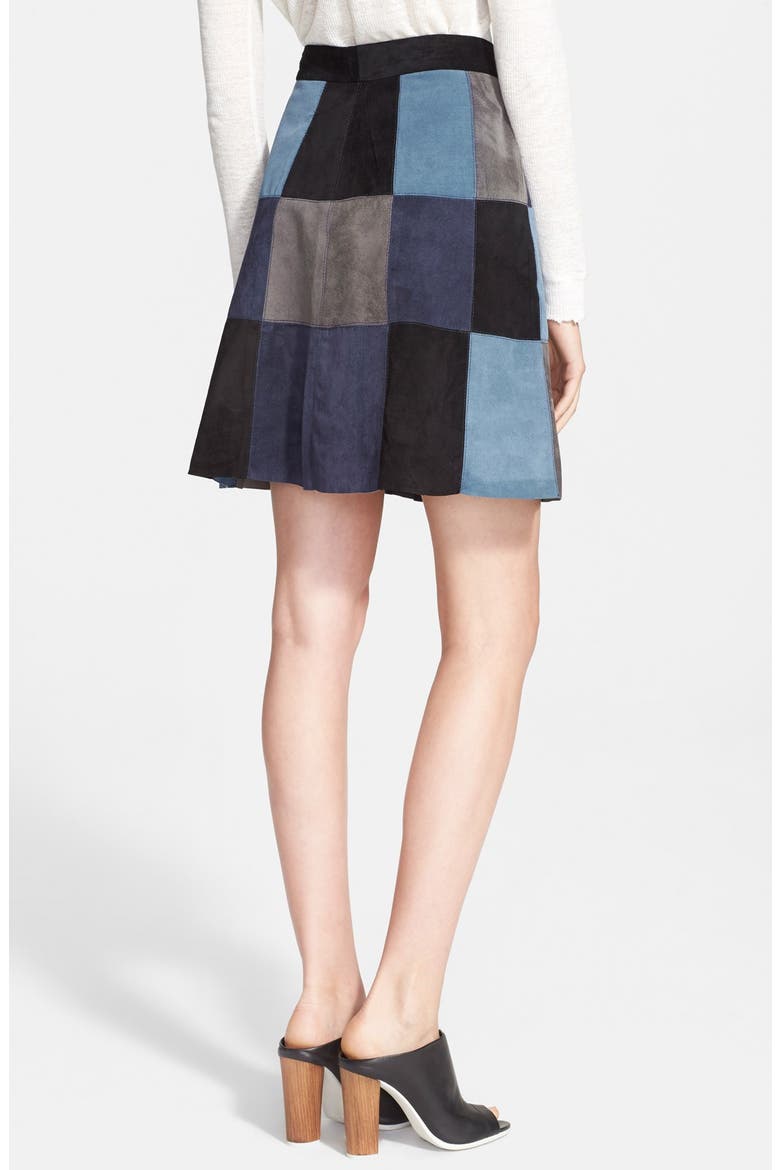 Sea Patchwork Suede Skirt, Alternate, color, BLUE MULTI