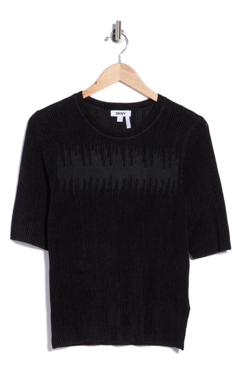 Ribbed Short Sleeve Sweater