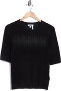 DKNY Ribbed Short Sleeve Sweater