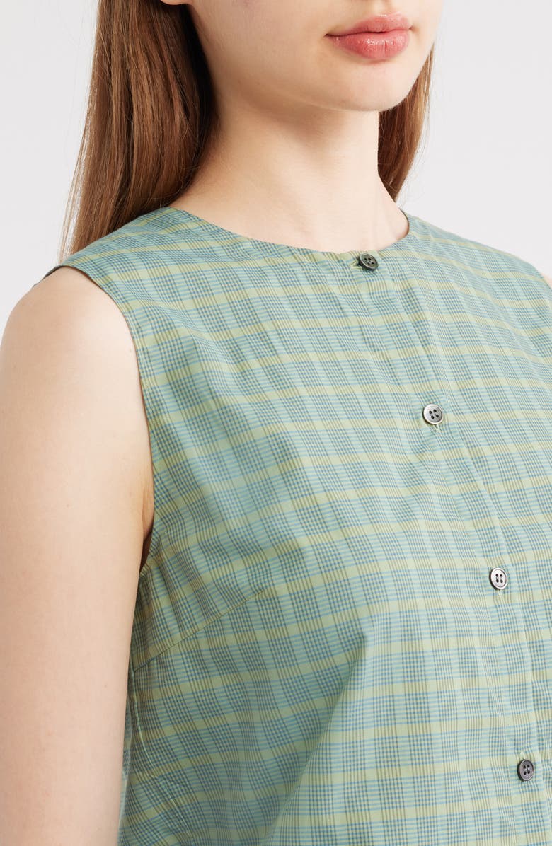 Theory Button-Up Check Print Shell, Alternate, color, Green Multi