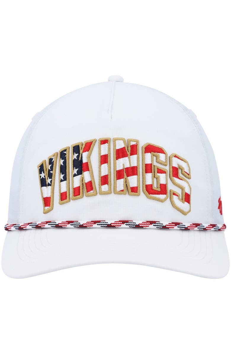 '47 Men's '47 White Minnesota Vikings Hitch Stars and Stripes Trucker Adjustable Hat, Alternate, color,