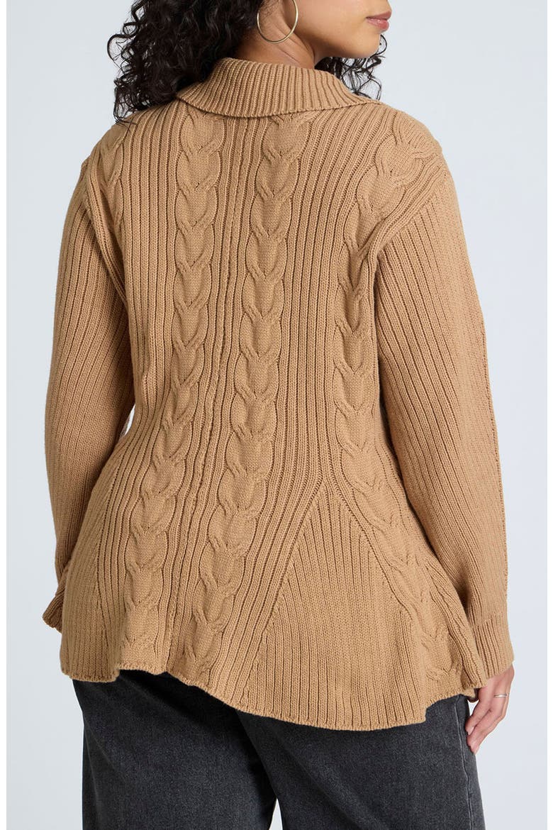 Peplum Zipper Sweater, Alternate, color, CARTOUCHE