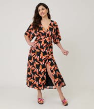 Unique Vintage 1970s Wrap Midi Dress