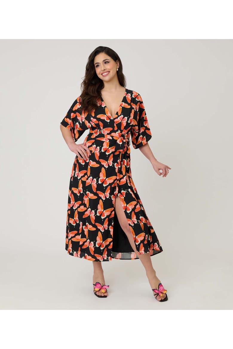 1970s midi dress 1970s Blue Polka Dot Midi Dress, Long Sleeve Retro A-line