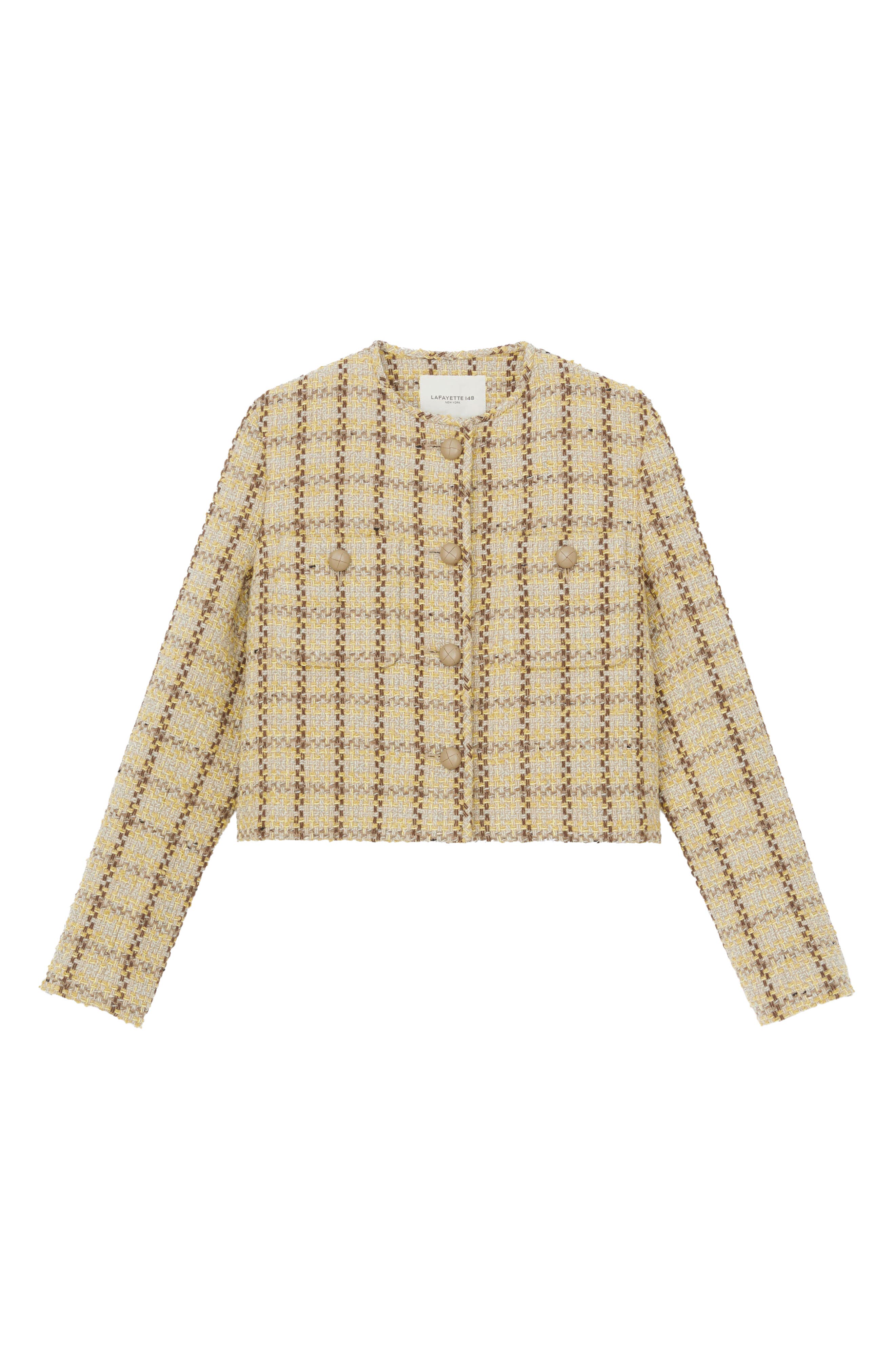 Lafayette 148 New York Check Insulated Wool Blend Jacket (Women ...