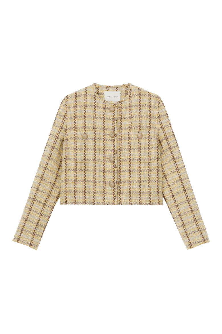 Check Insulated Wool Blend Jacket, Alternate, color, CANARY YELLOW MULTI