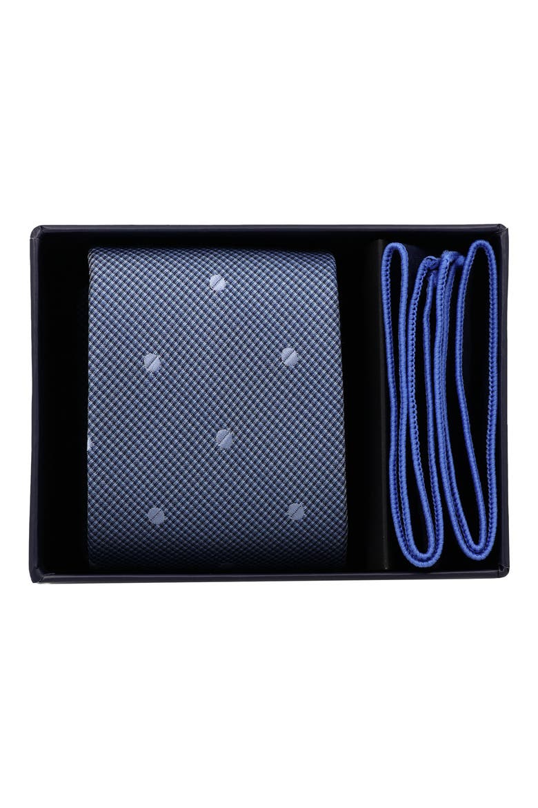 Dot Tie & Pocket Square Set, Alternate, color, NAVY/ BLUE
