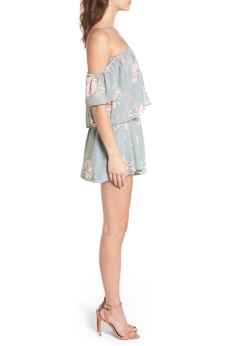 Dixie Off the Shoulder Romper, Alternate, color, SWEETHEART SAGE