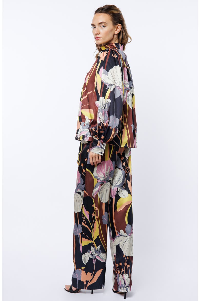 Loren Floral Satin Top, Alternate, color, BROWN