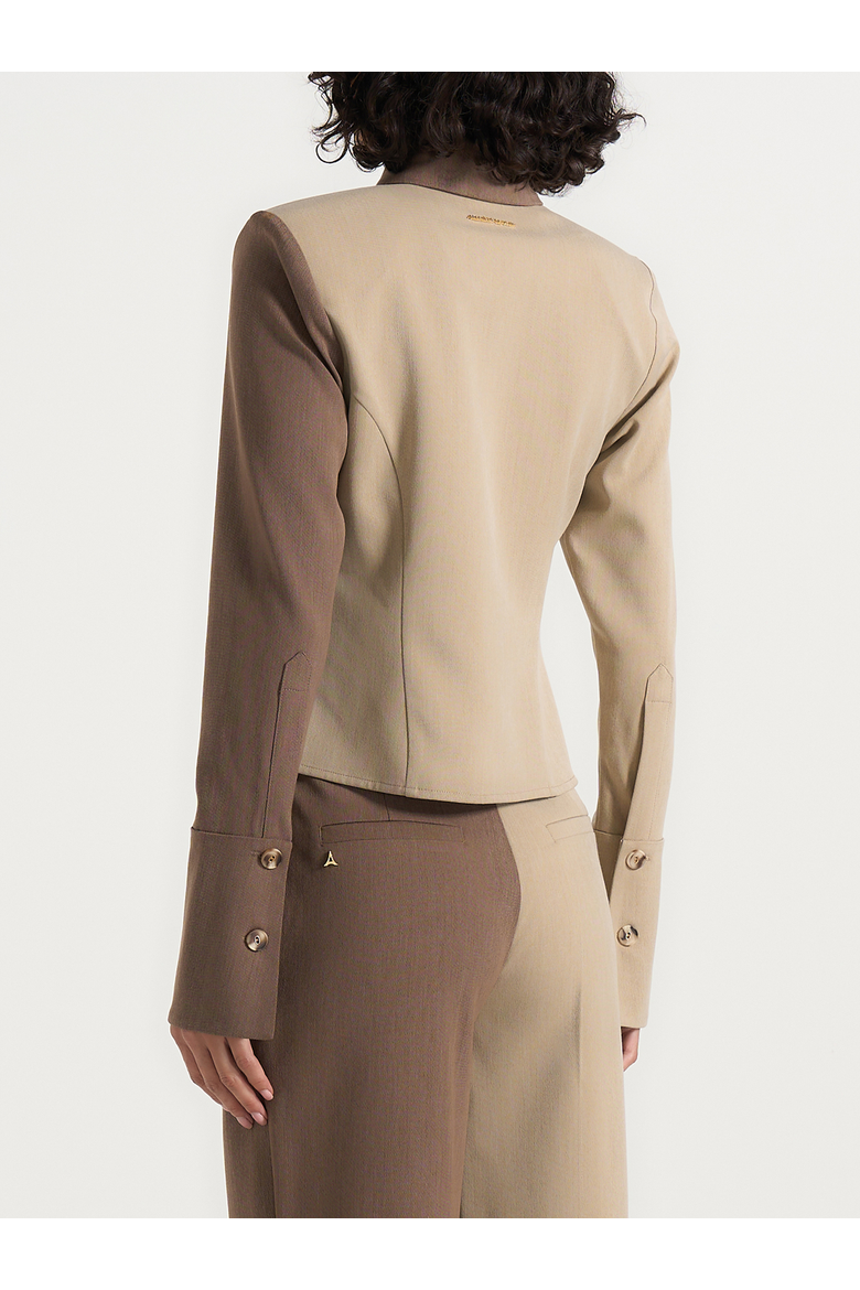 Sonia Two Tone Tailored Shirt, Alternate, color, Taupe/Brown