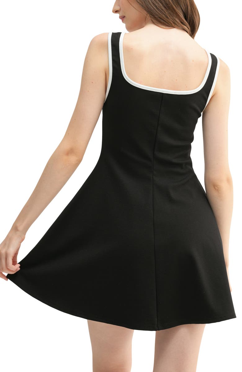 Lush Contrast Piped Fit & Flare Minidress, Alternate, color,