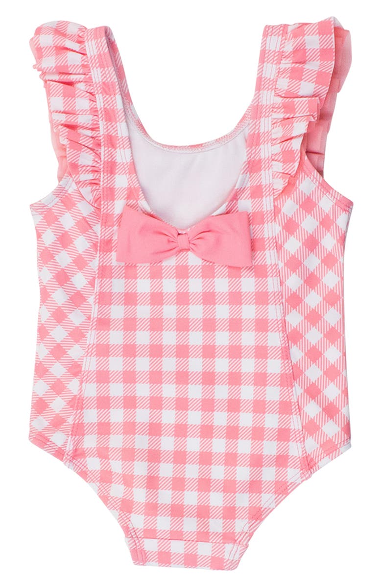 RuffleButts Periwinkle Blue Gingham One-Piece Swimsuit, Alternate, color, Pink