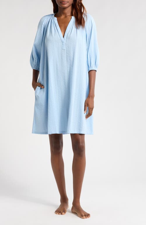 Nordstrom Long Sleeve Seersucker Nightgown In Blue Windsurfer