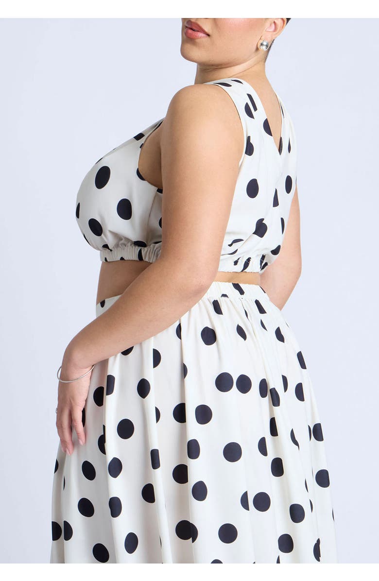 ELOQUII Shirred Wrap Crop Top, Alternate, color, Paint Dot