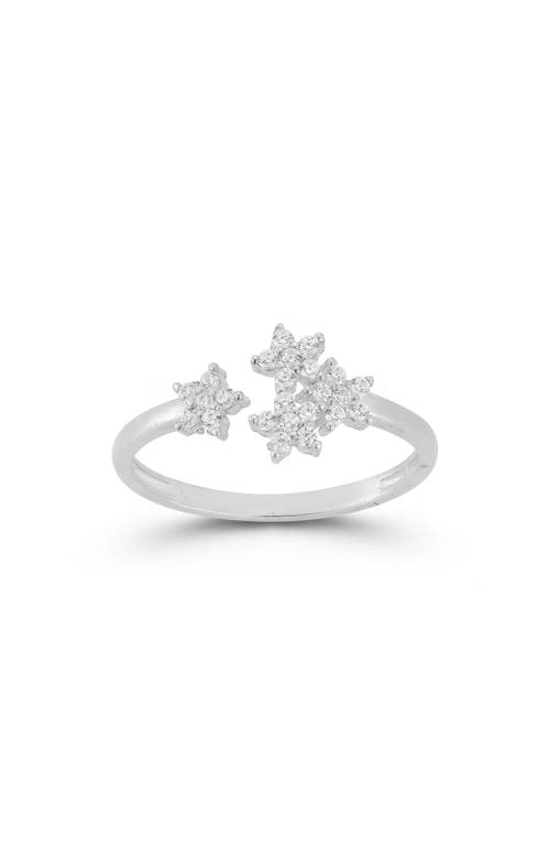Glaze Jewelry Sterling Silver Flower Cuff Ring In Silver