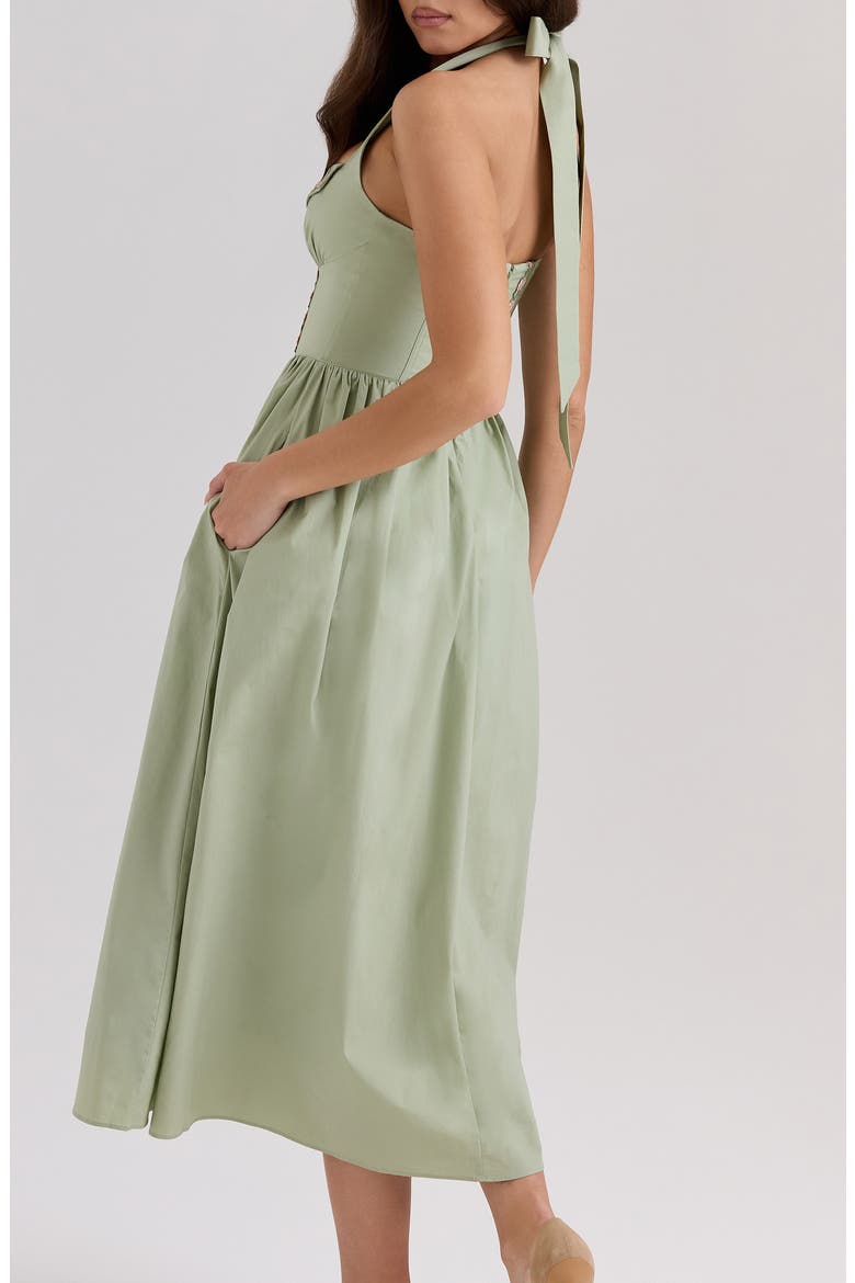 Emilia Corset Halter Midi Dress, Alternate, color, RESEDA