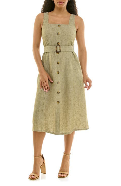 Square Neck Button Front Dress