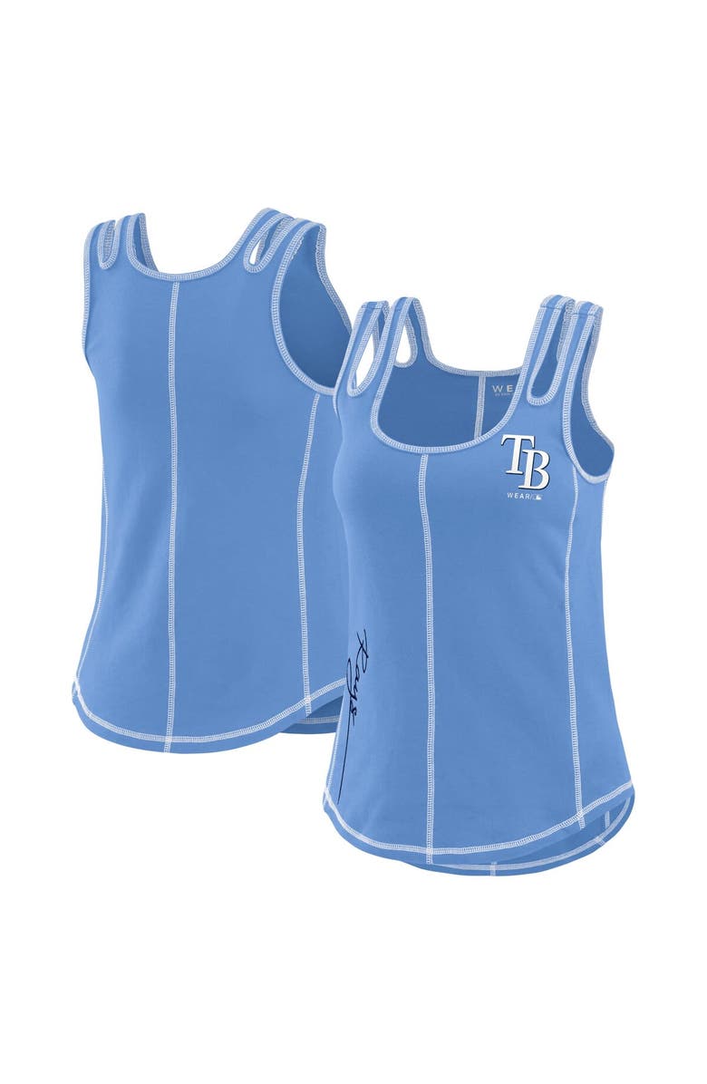 WEAR by Erin Andrews Women's WEAR by Erin Andrews Light Blue Tampa Bay Rays Contrast Stitch Tank Top, Main, color, Light Blue