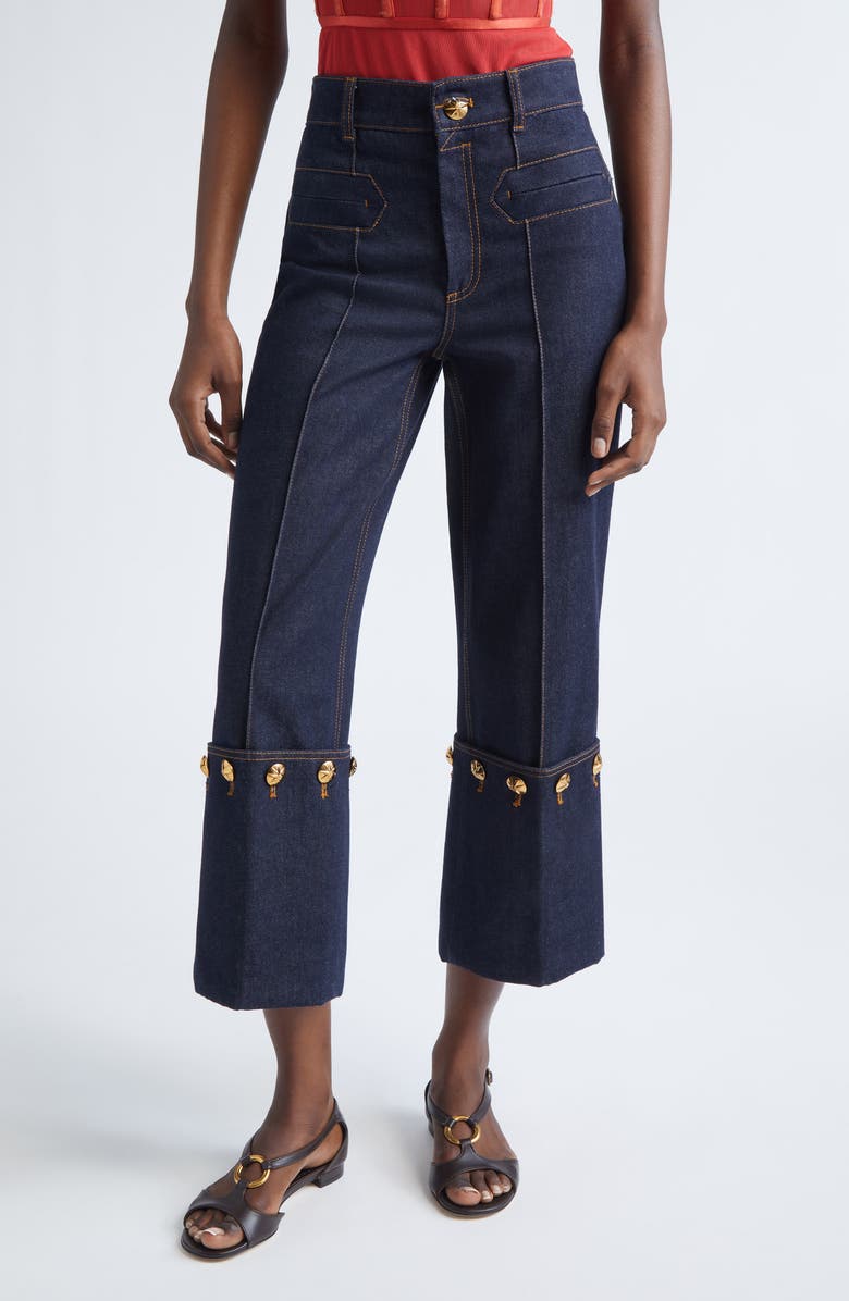 Zimmermann Rebellion Crop Straight Leg Jeans, Main, color, Night Sky