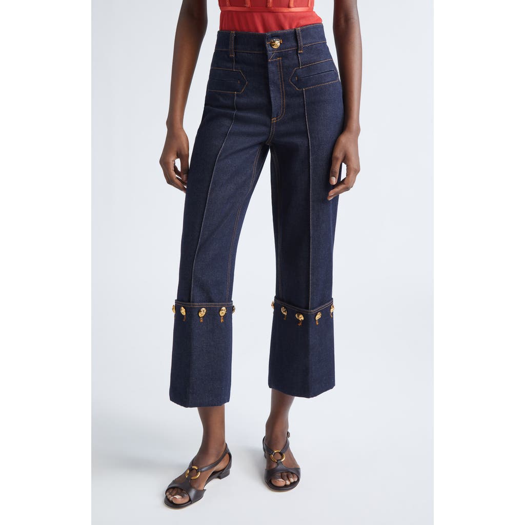 Zimmermann Rebellion Crop Straight Leg Jeans In Black